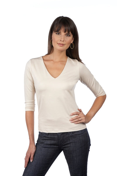 The 3/4 Sleeve V - Neck - A'NUE MIAMI - AB050 - AB050 - Long Sleeve
