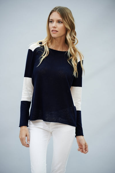 The Stripe Back Crewneck - A'NUE MIAMI - ASW026 - ASW026 - Long Sleeve